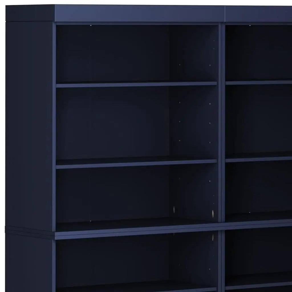 72" Navy Blue Solid Wood Adjustable Twelve Tier Library Bookcase Homeroots Office