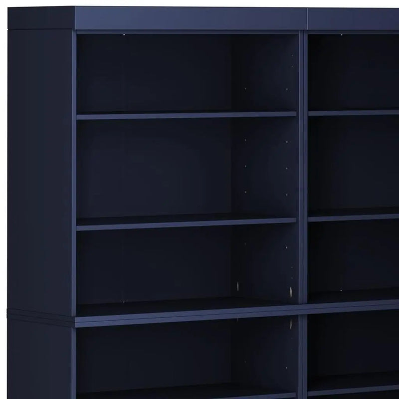72" Navy Blue Solid Wood Adjustable Twelve Tier Library Bookcase Homeroots Office
