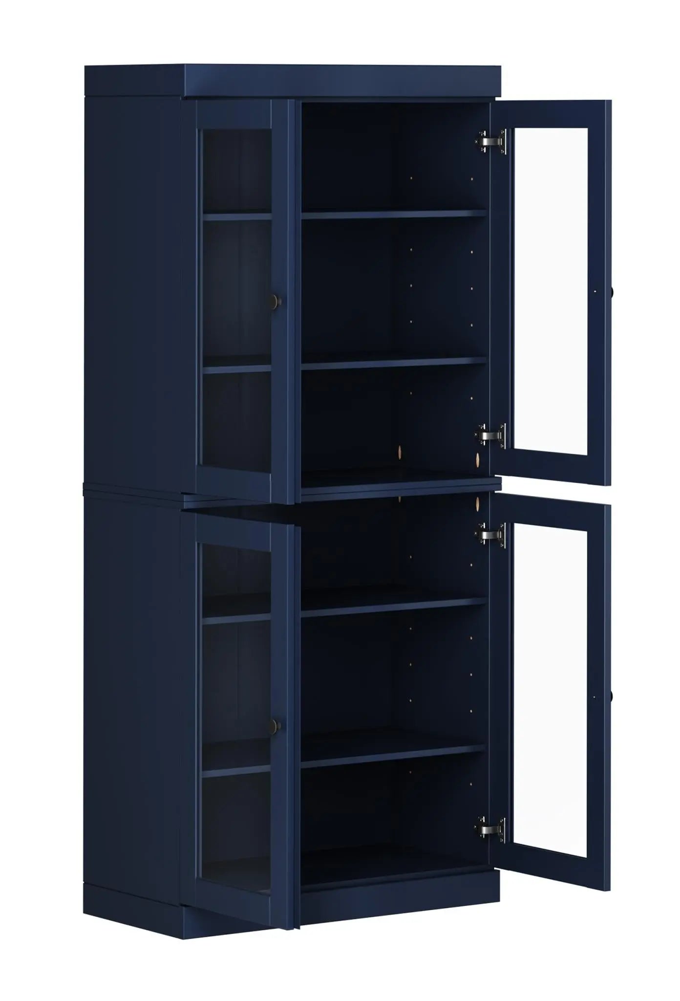 72" Navy Blue Solid Wood Four Door Pantry Or Storage Closet Homeroots Kitchen & Dining