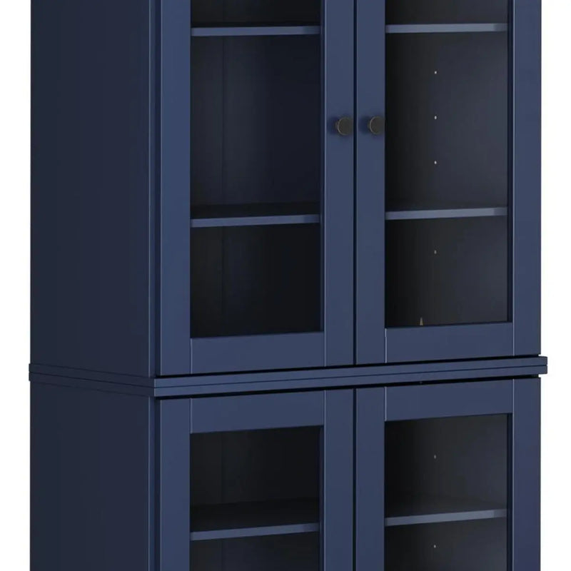 72" Navy Blue Solid Wood Four Door Pantry Or Storage Closet Homeroots Kitchen & Dining
