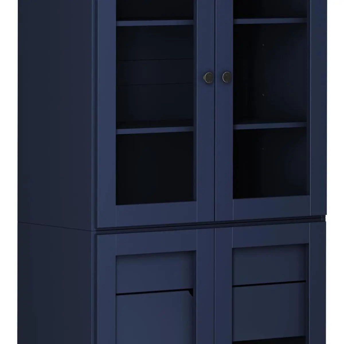 72" Navy Blue Solid Wood Four Door Two Drawer Pantry Or Storage Closet Homeroots Kitchen & Dining