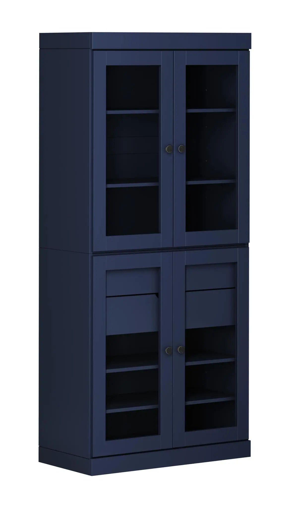 72" Navy Blue Solid Wood Four Door Two Drawer Pantry Or Storage Closet Homeroots Kitchen & Dining