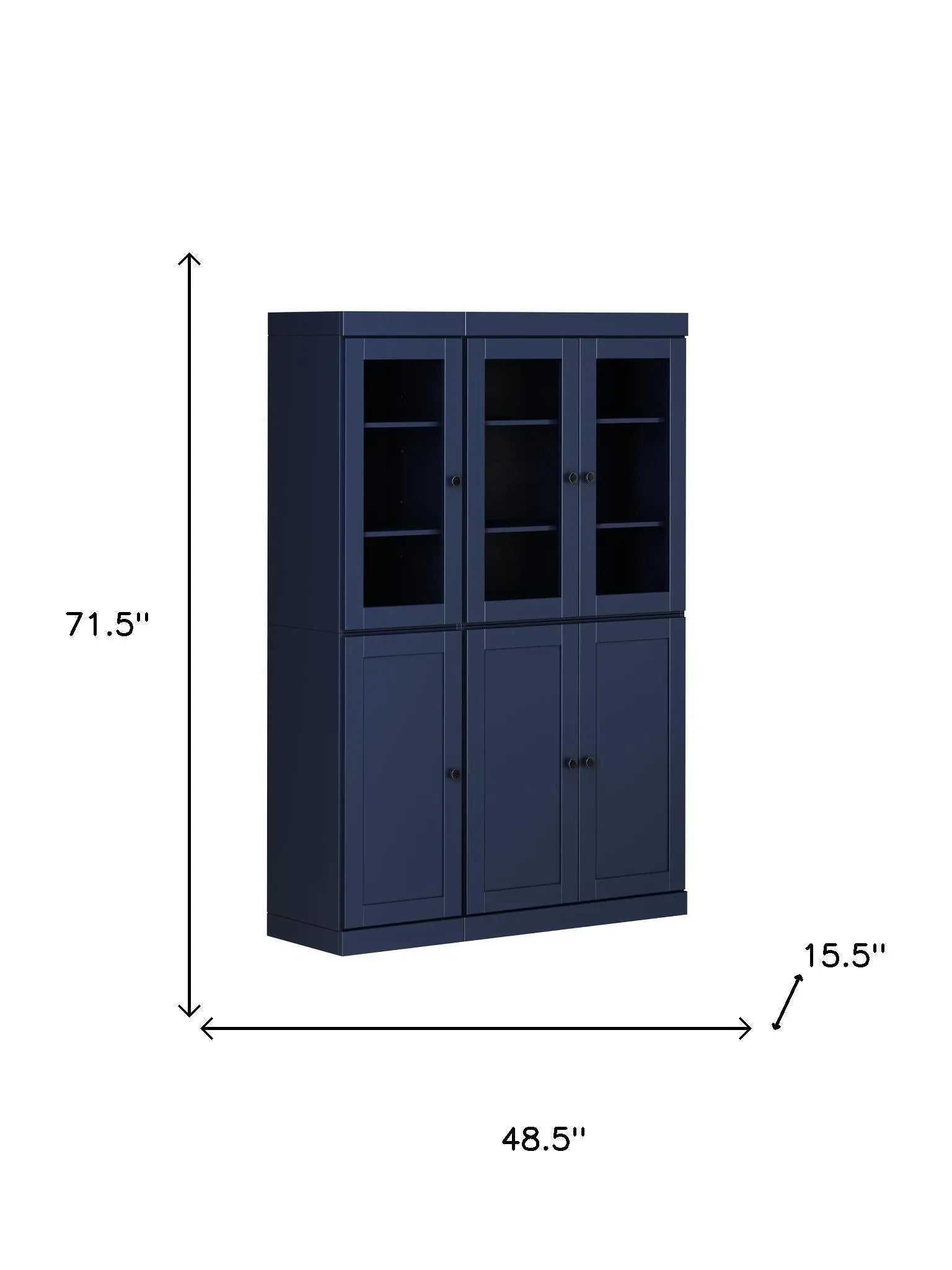 72" Navy Blue Solid Wood Six Door Pantry Or Storage Closet Homeroots Kitchen & Dining