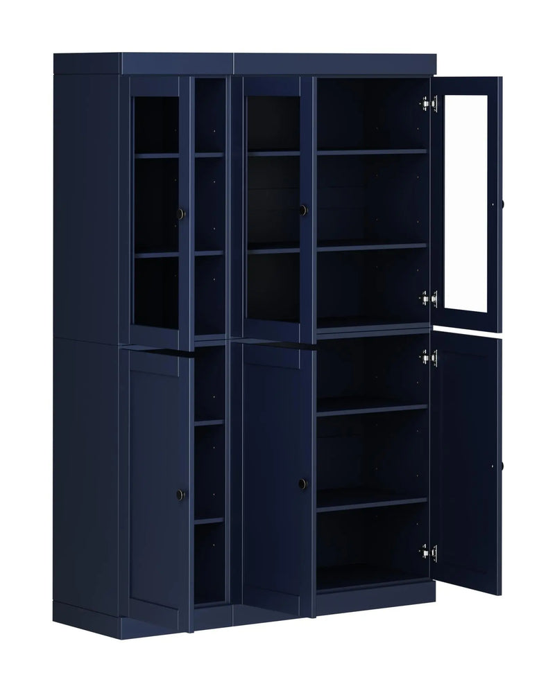 72" Navy Blue Solid Wood Six Door Pantry Or Storage Closet Homeroots Kitchen & Dining
