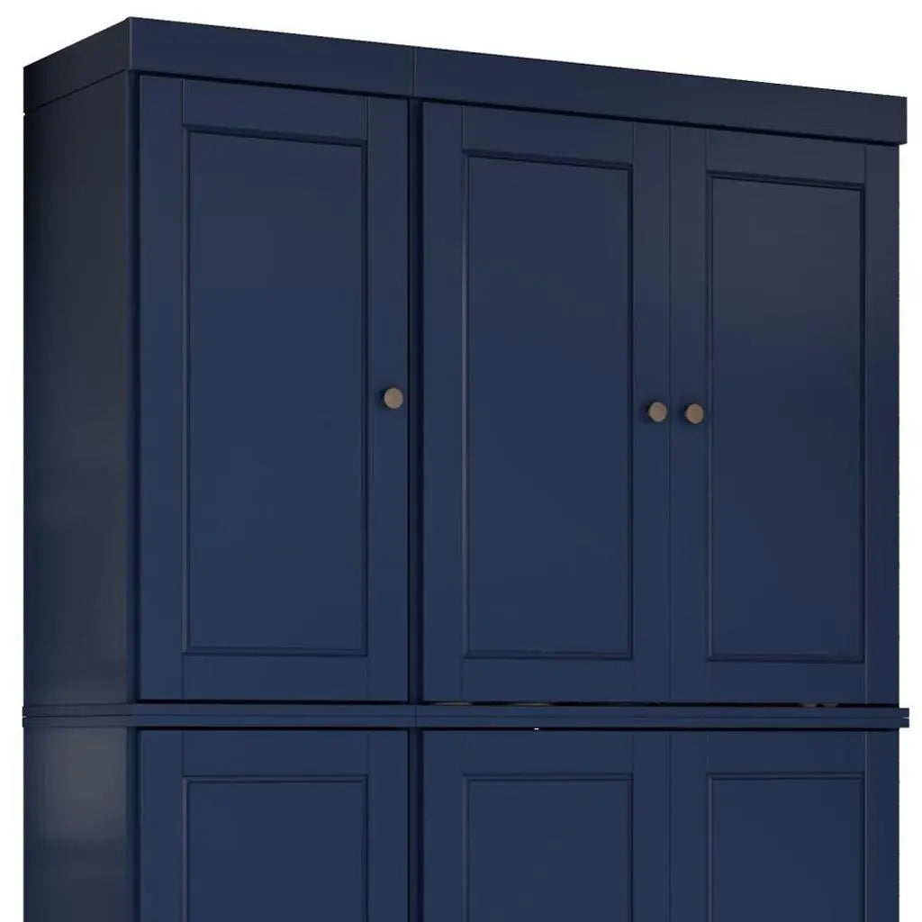 72" Navy Blue Solid Wood Six Door Two Drawer Pantry Or Storage Closet Homeroots Kitchen & Dining