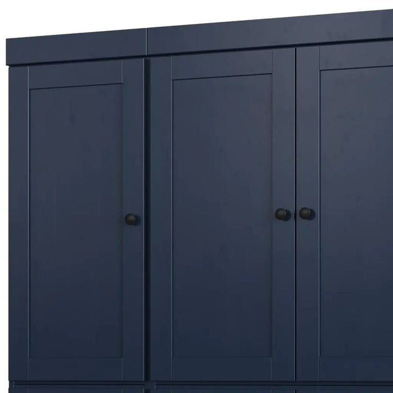 72" Navy Blue Solid Wood Six Door Two Drawer Pantry Or Storage Closet Homeroots Kitchen & Dining