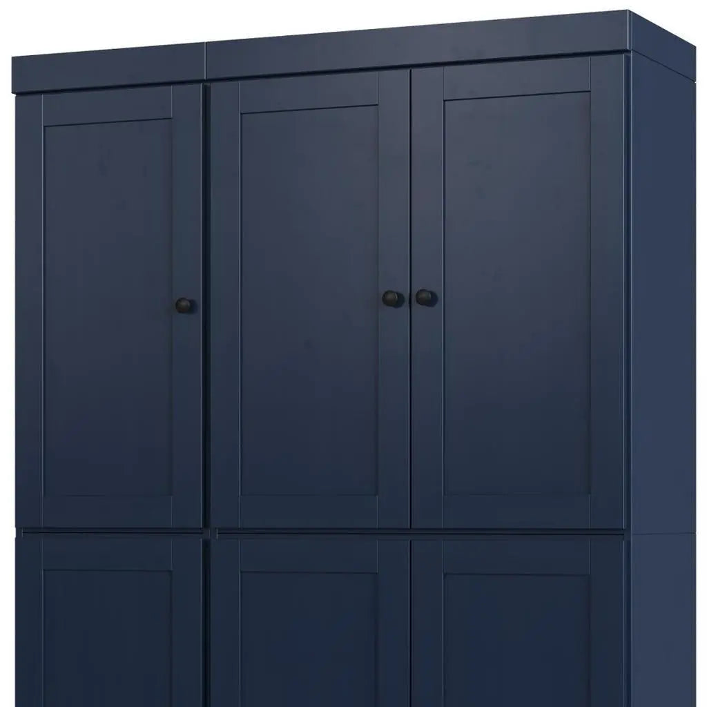 72" Navy Blue Solid Wood Six Door Two Drawer Pantry Or Storage Closet Homeroots Kitchen & Dining