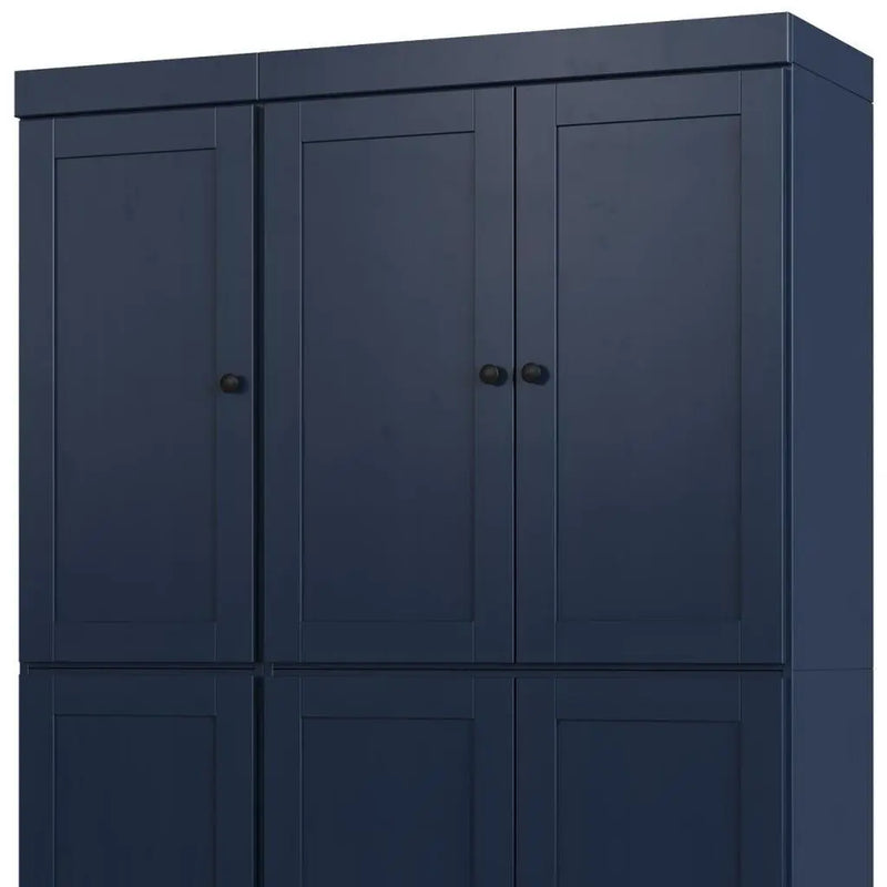 72" Navy Blue Solid Wood Six Door Two Drawer Pantry Or Storage Closet Homeroots Kitchen & Dining