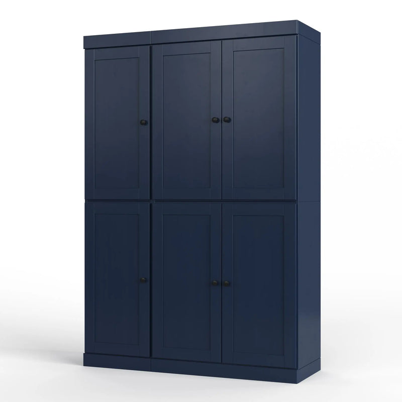 72" Navy Blue Solid Wood Six Door Two Drawer Pantry Or Storage Closet Homeroots Kitchen & Dining
