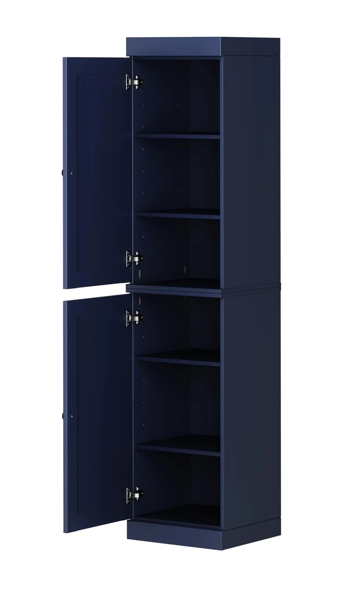 72" Navy Blue Solid Wood Two Door Pantry Or Storage Closet Homeroots Kitchen & Dining