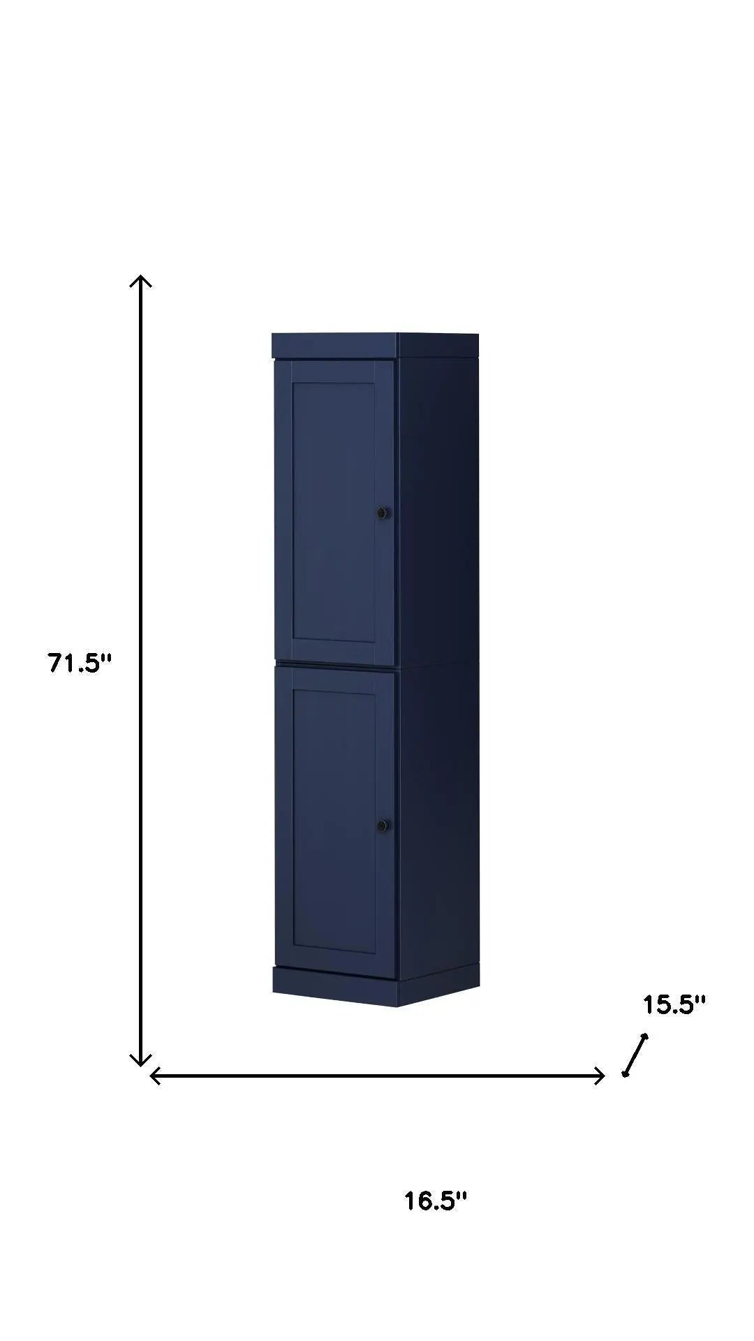 72" Navy Blue Solid Wood Two Door Pantry Or Storage Closet Homeroots Kitchen & Dining