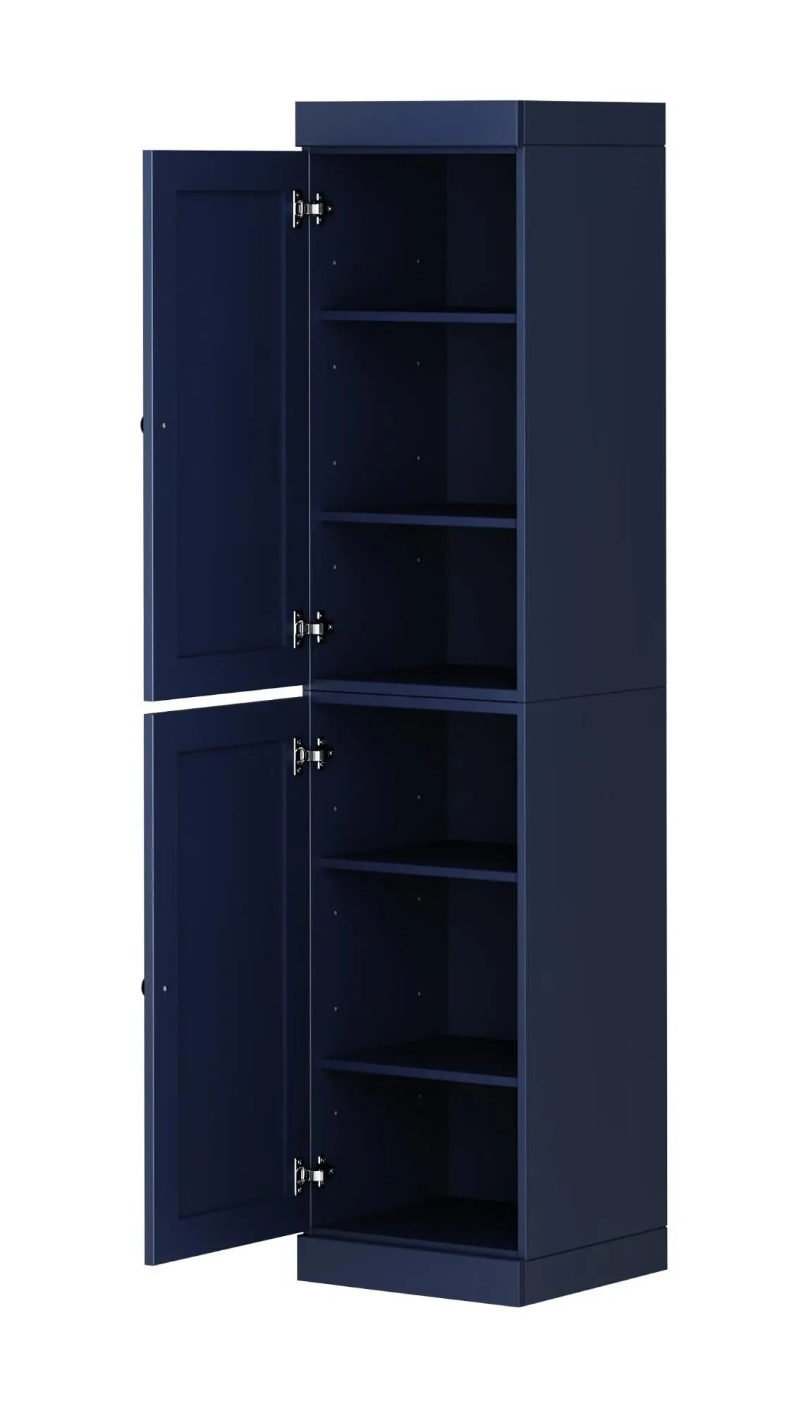 72" Navy Blue Solid Wood Two Door Pantry Or Storage Closet Homeroots Kitchen & Dining