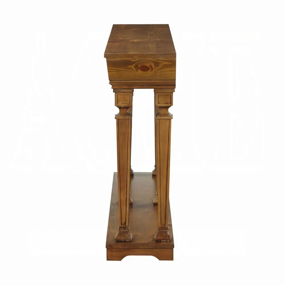 72" Oak Wood Floor Shelf Console Table With Shelf Homeroots Living Room