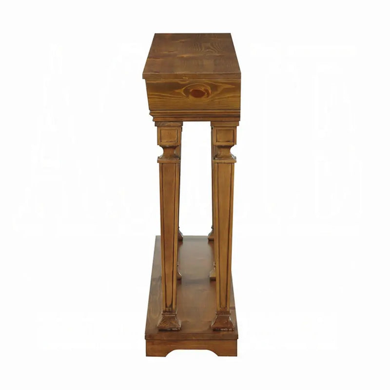 72" Oak Wood Floor Shelf Console Table With Shelf Homeroots Living Room