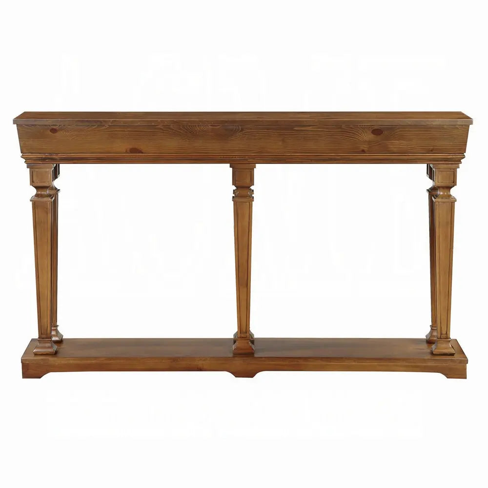 72" Oak Wood Floor Shelf Console Table With Shelf Homeroots Living Room