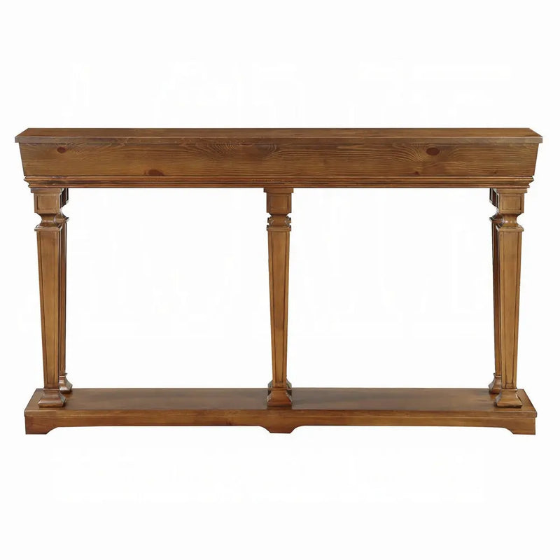 72" Oak Wood Floor Shelf Console Table With Shelf Homeroots Living Room