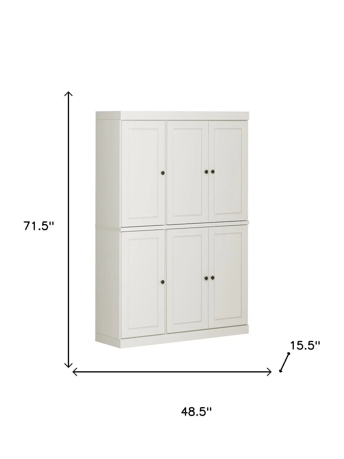 72" Off White Solid Wood 8 Pantry Or Storage Closet Homeroots Kitchen & Dining
