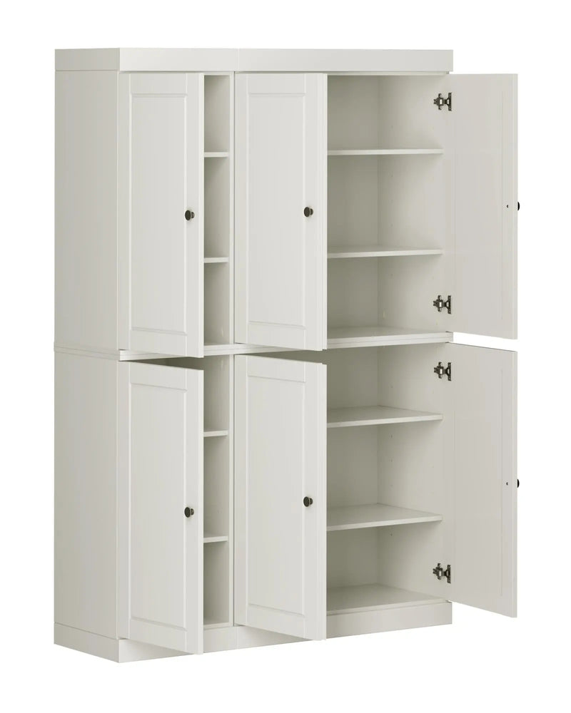 72" Off White Solid Wood 8 Pantry Or Storage Closet Homeroots Kitchen & Dining