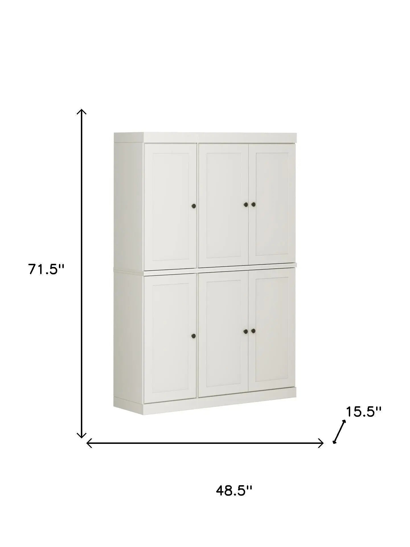 72" Off White Solid Wood 8 Pantry Or Storage Closet Homeroots Kitchen & Dining