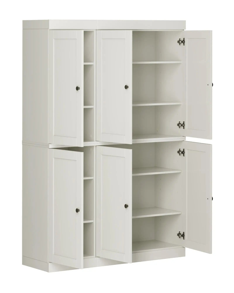 72" Off White Solid Wood 8 Pantry Or Storage Closet Homeroots Kitchen & Dining