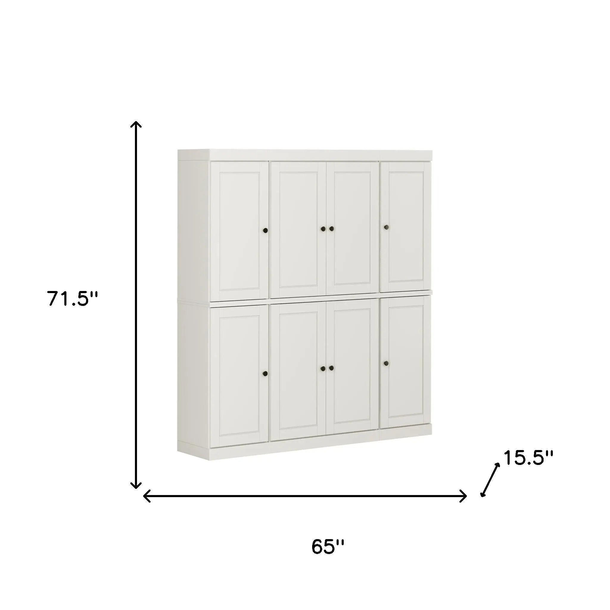72" Off White Solid Wood 8 Pantry Or Storage Closet Homeroots Kitchen & Dining