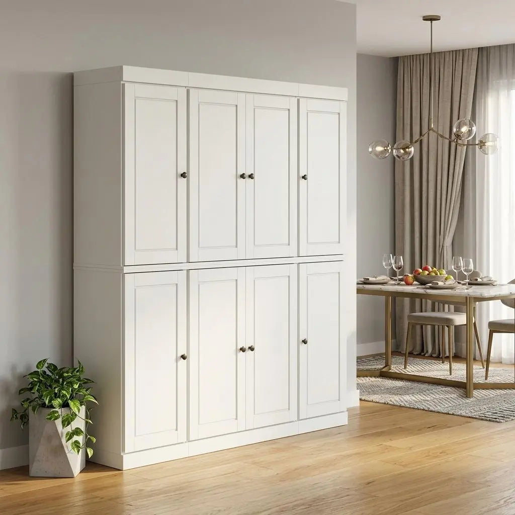 72" Off White Solid Wood 8 Pantry Or Storage Closet Homeroots Kitchen & Dining
