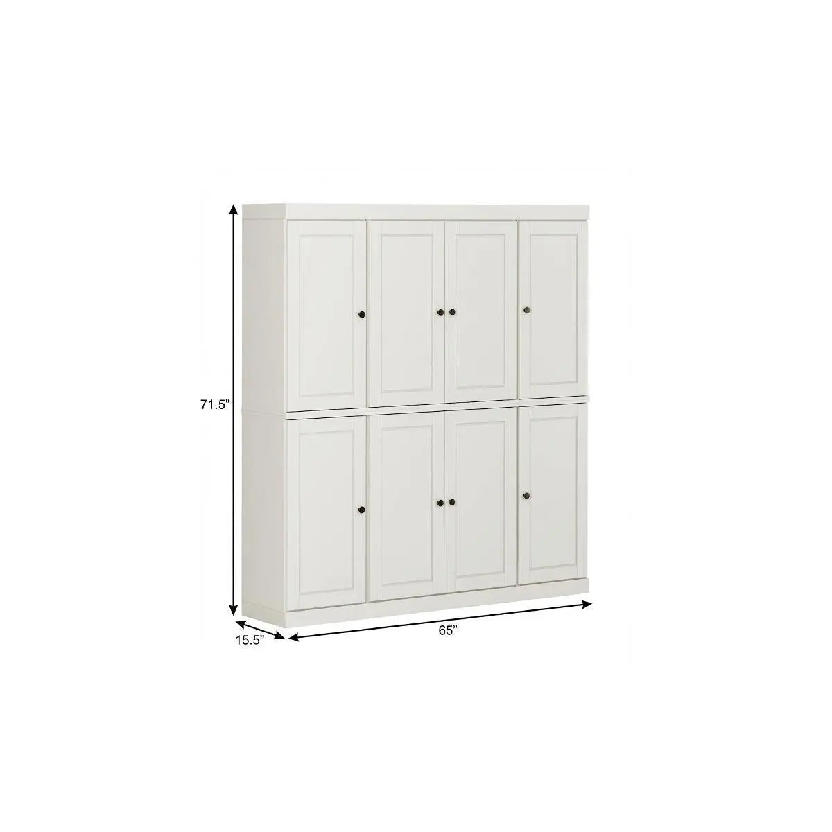 72" Off White Solid Wood 8 Two Drawer Pantry Or Storage Closet Homeroots Kitchen & Dining