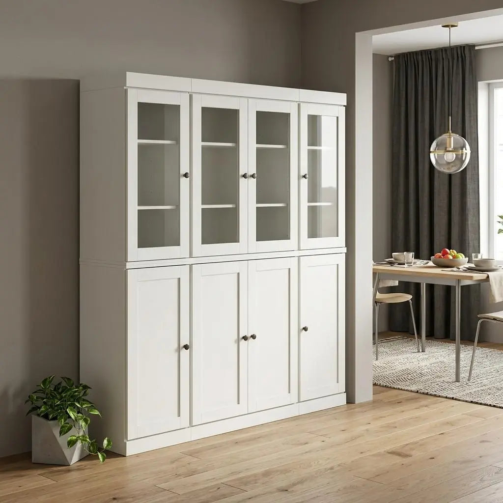 72" Off White Solid Wood 8 Two Drawer Pantry Or Storage Closet Homeroots Kitchen & Dining