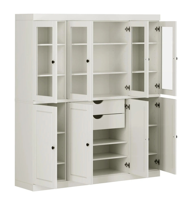 72" Off White Solid Wood 8 Two Drawer Pantry Or Storage Closet Homeroots Kitchen & Dining