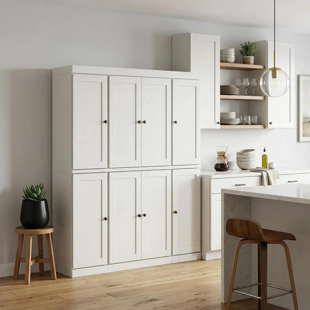 72" Off White Solid Wood 8 Two Drawer Pantry Or Storage Closet Homeroots Kitchen & Dining