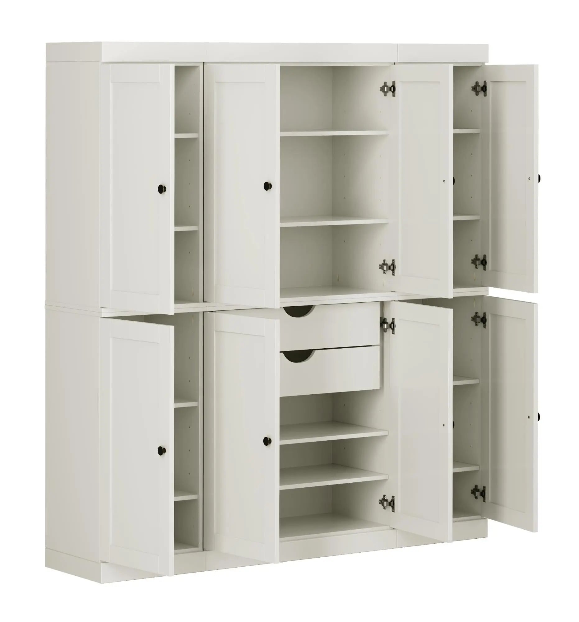 72" Off White Solid Wood 8 Two Drawer Pantry Or Storage Closet Homeroots Kitchen & Dining