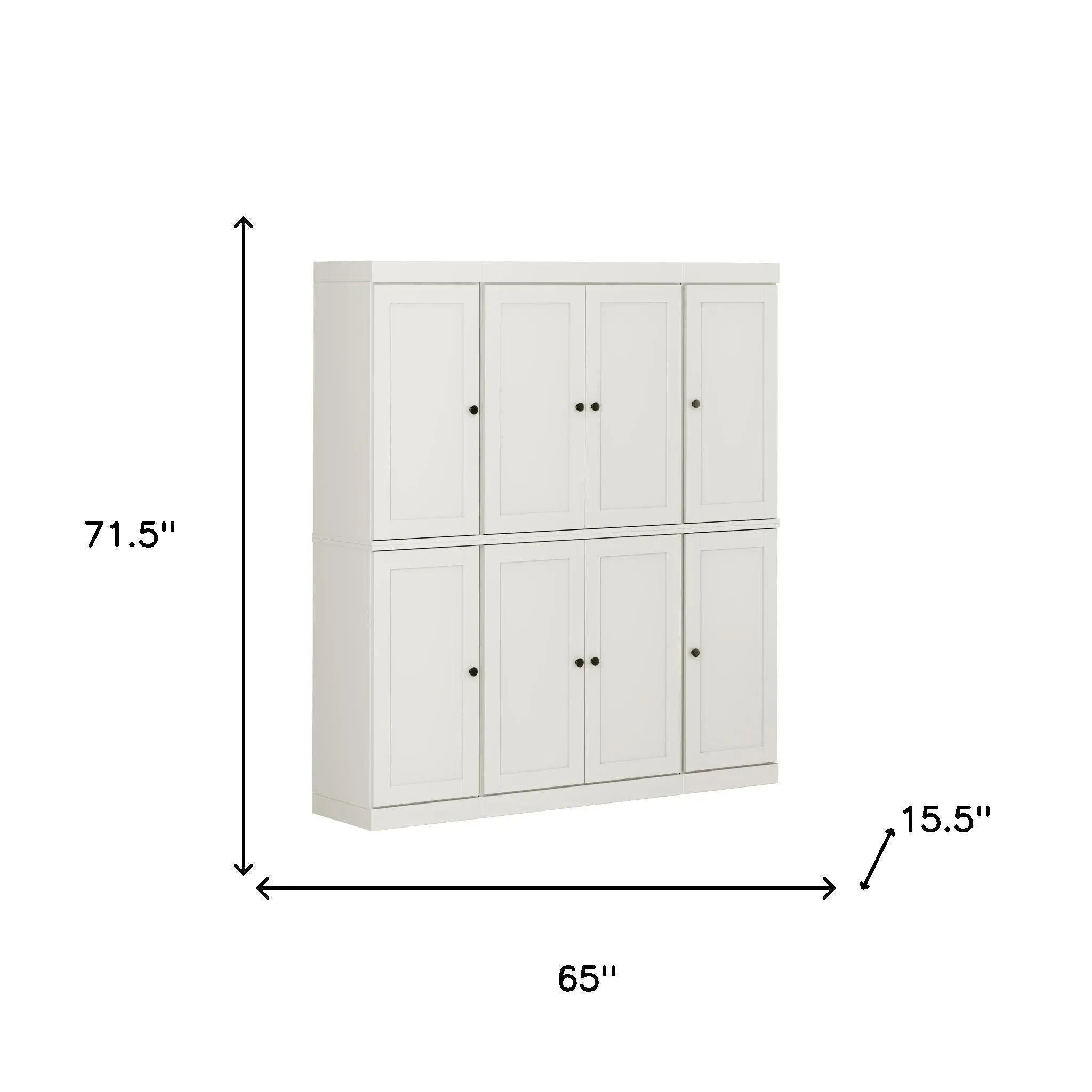72" Off White Solid Wood 8 Two Drawer Pantry Or Storage Closet Homeroots Kitchen & Dining
