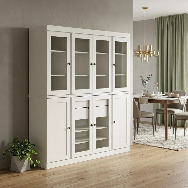 72" Off White Solid Wood 8 Two Drawer Pantry Or Storage Closet Homeroots Kitchen & Dining