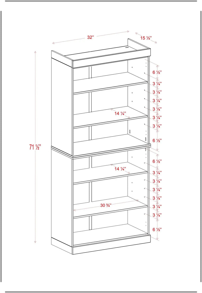 72" Off White Solid Wood Adjustable Six Tier Library Bookcase Homeroots Office