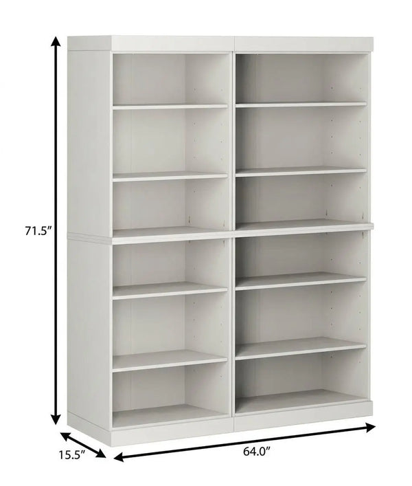 72" Off White Solid Wood Adjustable Twelve Tier Library Bookcase Homeroots Office