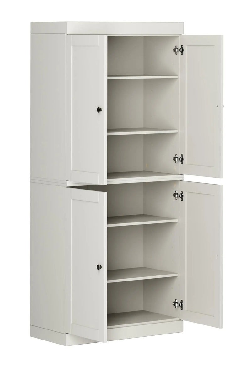 72" Off White Solid Wood Four Door Pantry Or Storage Closet Homeroots Office