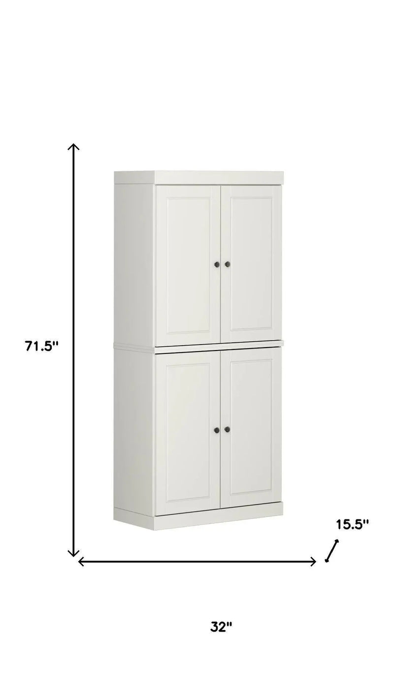72" Off White Solid Wood Four Door Pantry Or Storage Closet Homeroots Office
