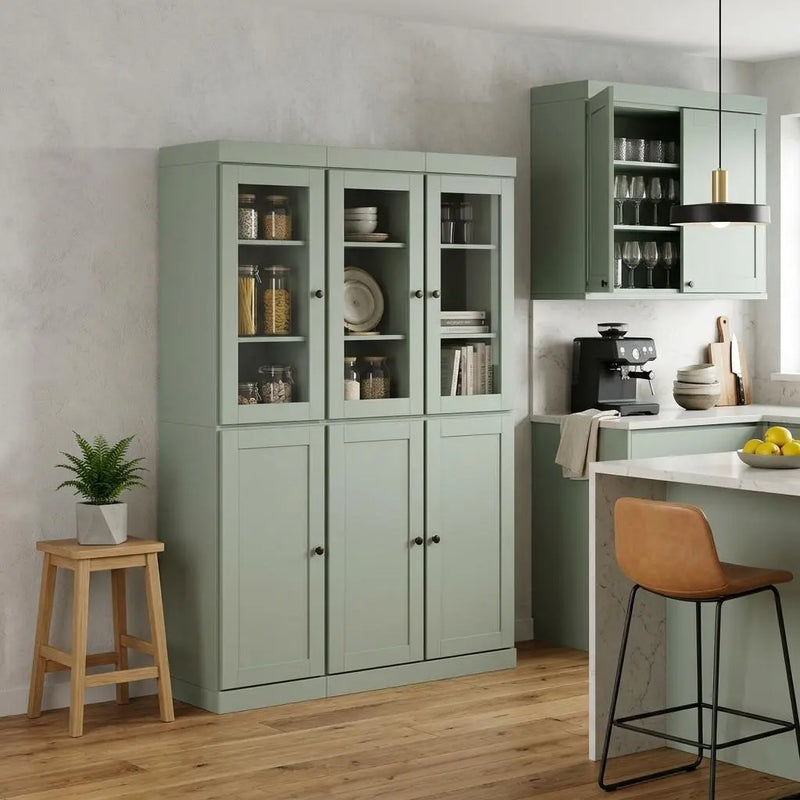 72" Sage Solid Wood 8 Pantry Or Storage Closet Homeroots Kitchen & Dining
