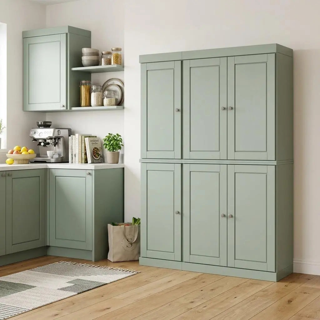 72" Sage Solid Wood 8 Pantry Or Storage Closet Homeroots Kitchen & Dining