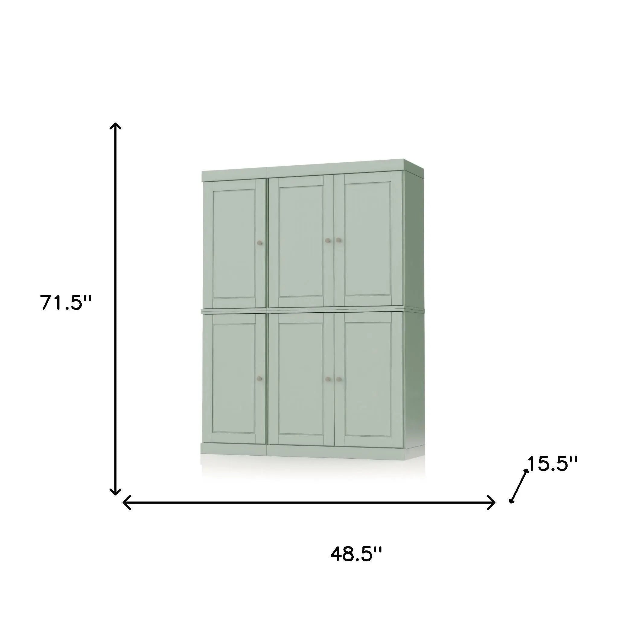 72" Sage Solid Wood 8 Pantry Or Storage Closet Homeroots Kitchen & Dining