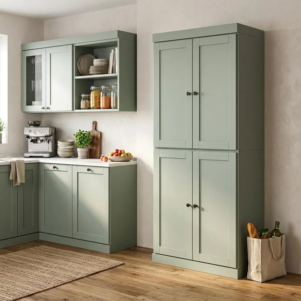 72" Sage Solid Wood 8 Pantry Or Storage Closet Homeroots Kitchen & Dining