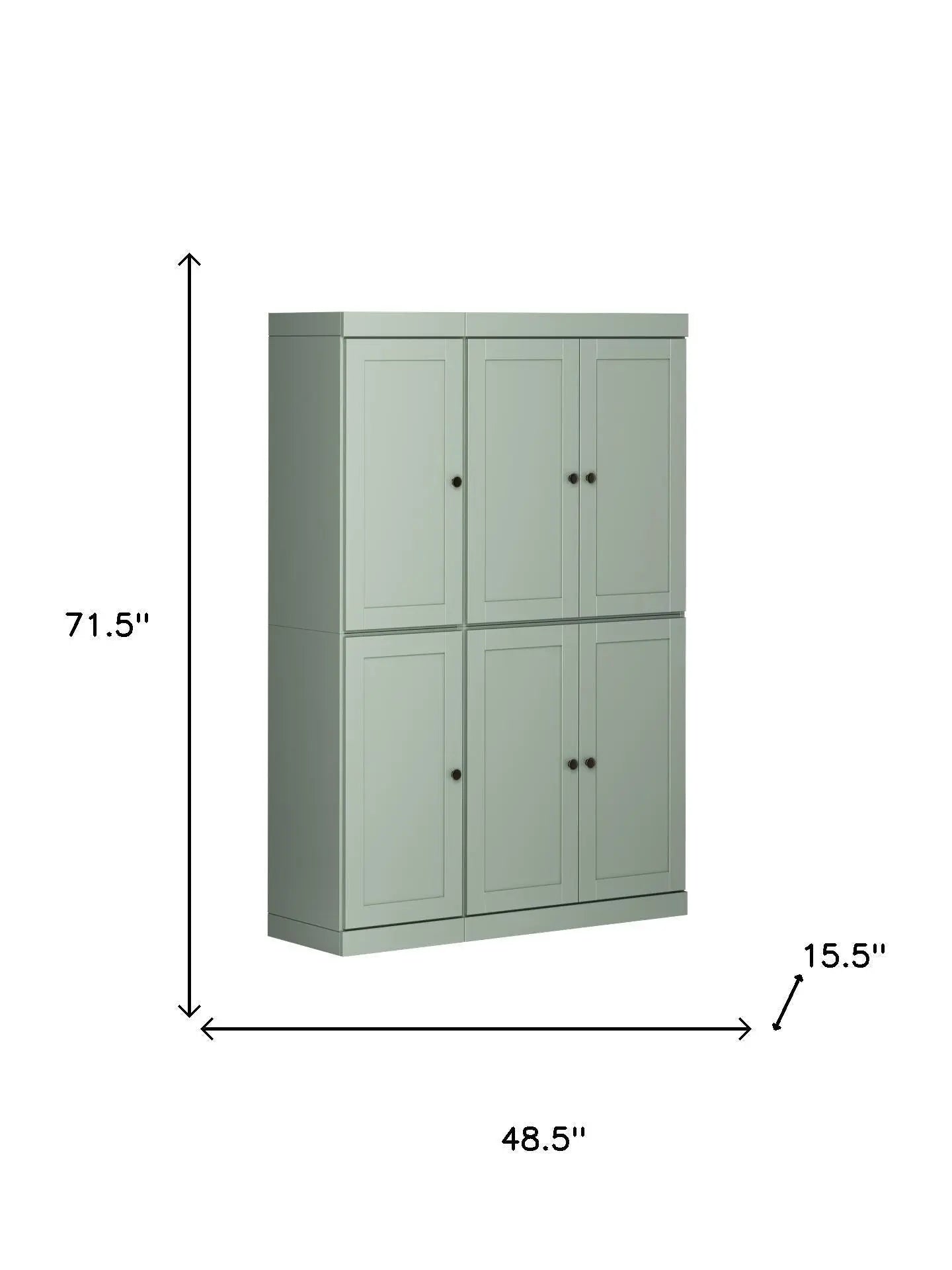 72" Sage Solid Wood 8 Pantry Or Storage Closet Homeroots Kitchen & Dining