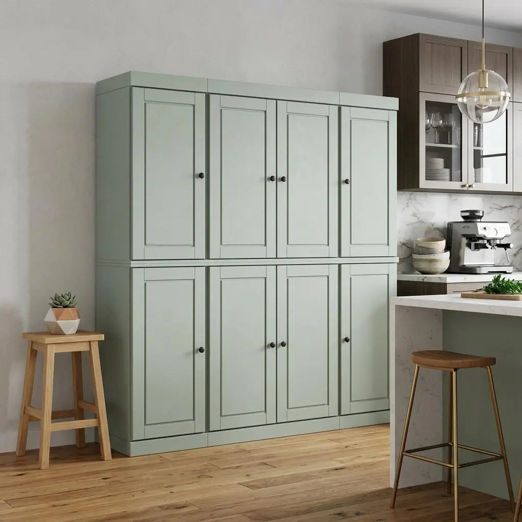 72" Sage Solid Wood 8 Pantry Or Storage Closet Homeroots Kitchen & Dining