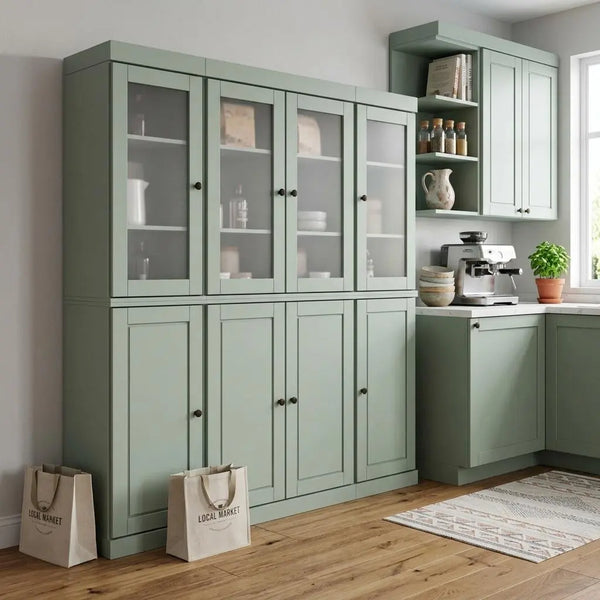 72" Sage Solid Wood 8 Pantry Or Storage Closet Homeroots Kitchen & Dining