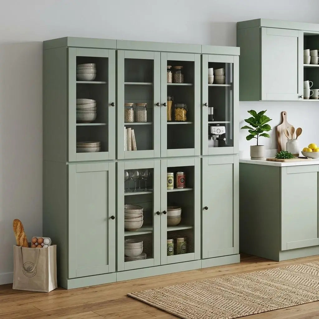 72" Sage Solid Wood 8 Pantry Or Storage Closet Homeroots Kitchen & Dining
