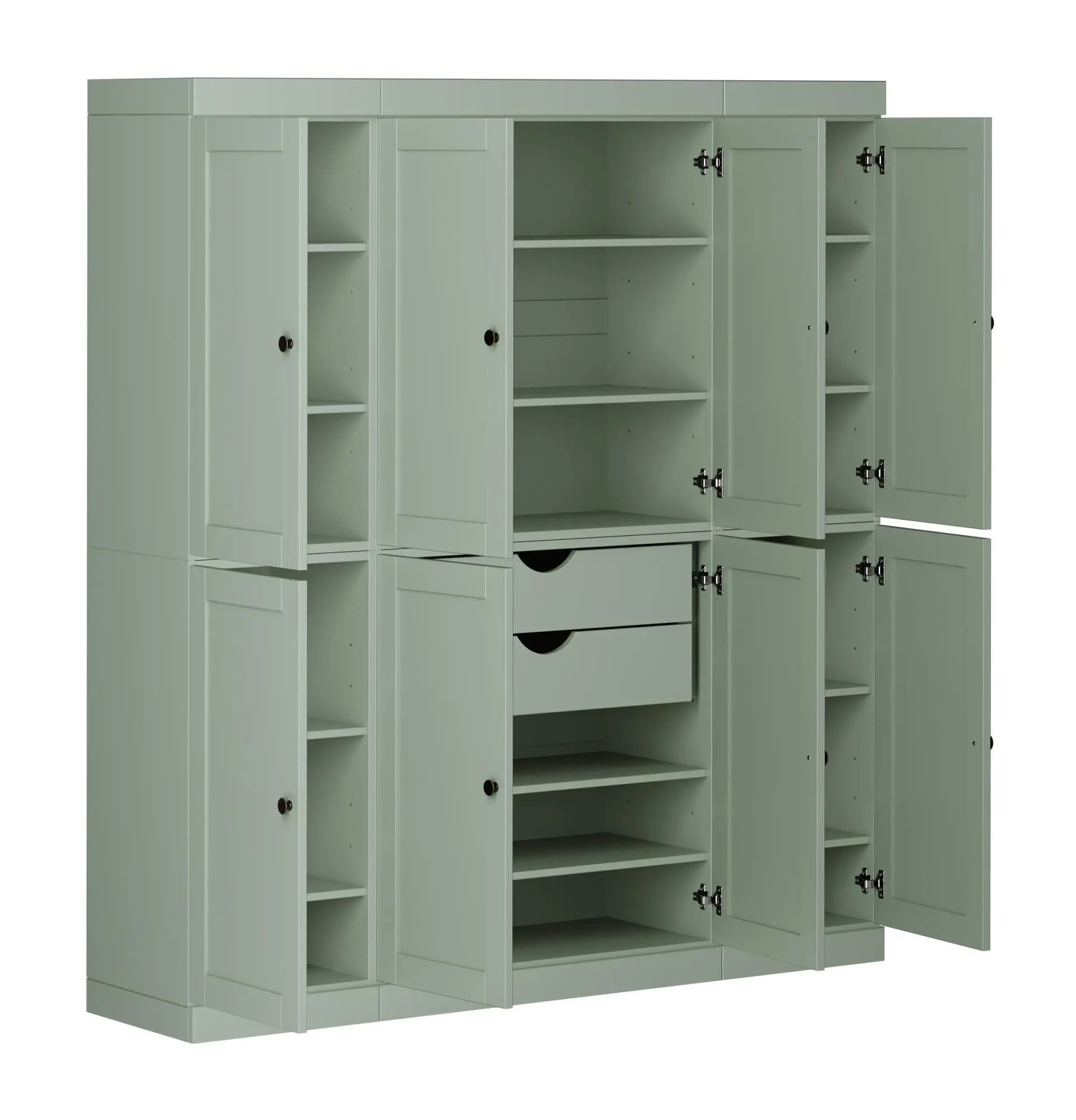 72" Sage Solid Wood 8 Two Drawer Pantry Or Storage Closet Homeroots Kitchen & Dining