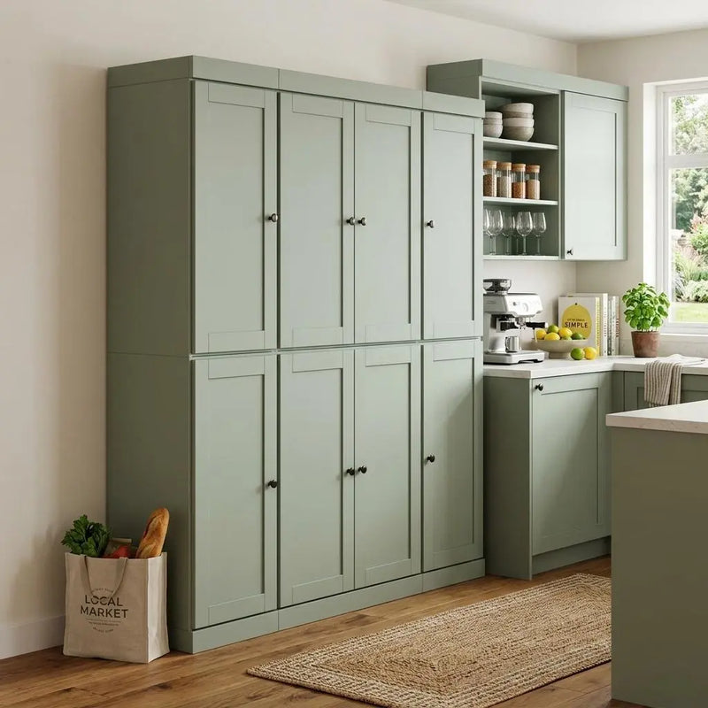 72" Sage Solid Wood 8 Two Drawer Pantry Or Storage Closet Homeroots Kitchen & Dining