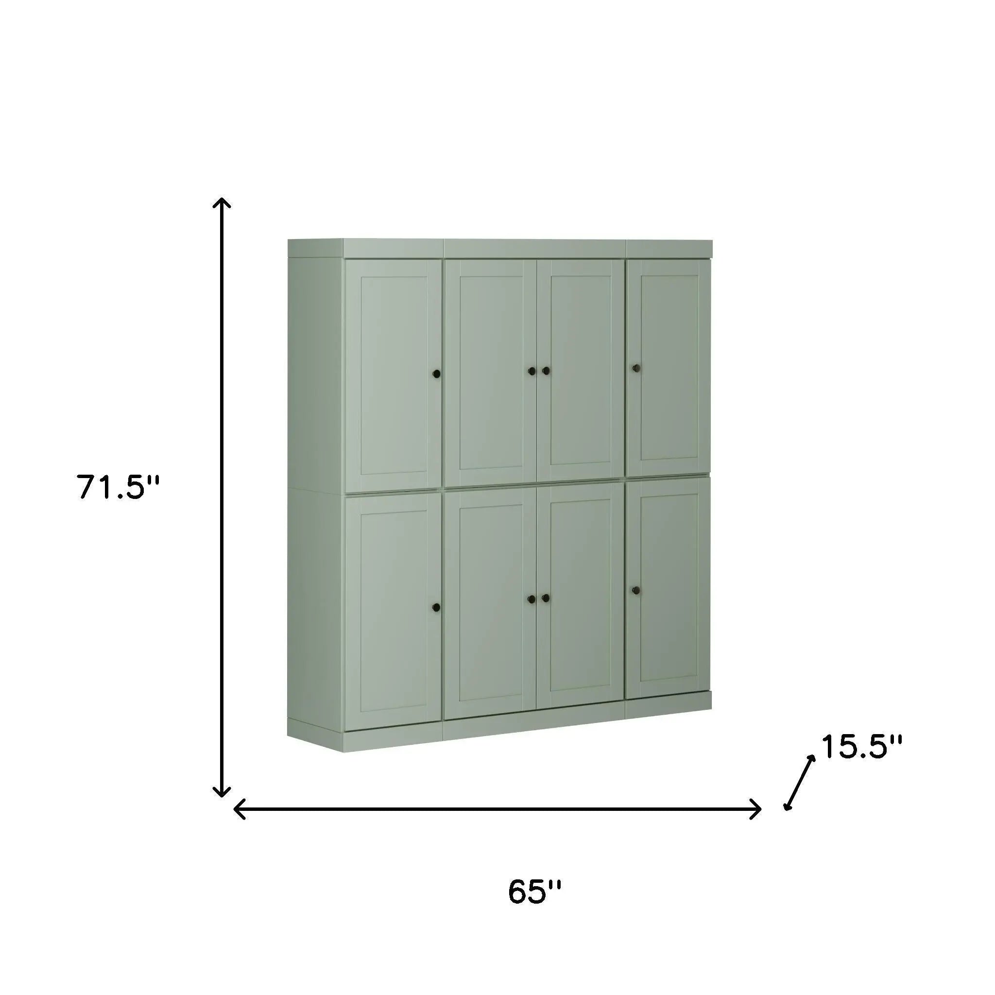 72" Sage Solid Wood 8 Two Drawer Pantry Or Storage Closet Homeroots Kitchen & Dining