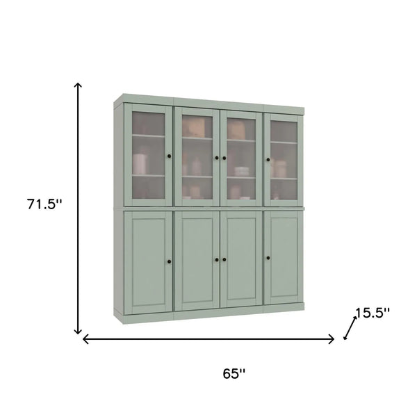 72" Sage Solid Wood 8 Two Drawer Pantry Or Storage Closet Homeroots Kitchen & Dining