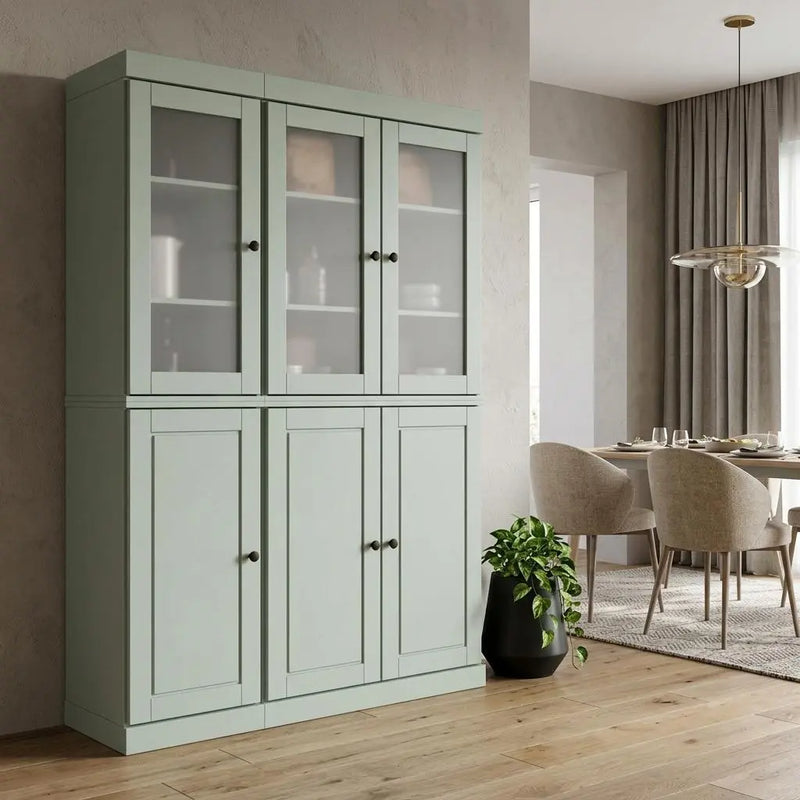 72" Sage Solid Wood 8 Two Drawer Pantry Or Storage Closet Homeroots Kitchen & Dining